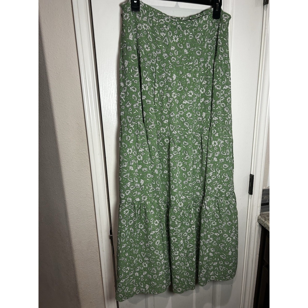The Shirt By Rochelle Behrens WOMENS Floral Print Green Maxi Skirt Sz L